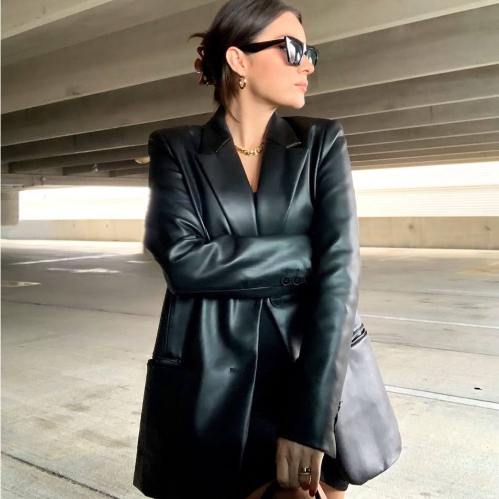 Zara Faux Leather Blazer NWOT - XS